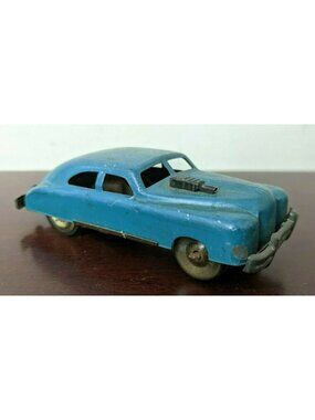 Vintage Tin Blue Car Friction 1950's (?) Japan Made Machine Gun Rare! 4"